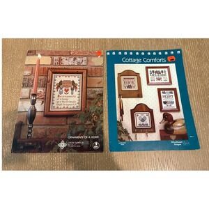 Vintage Cross Stitch Pattern Book Lot Cottage Comforts Ornaments Of A Home